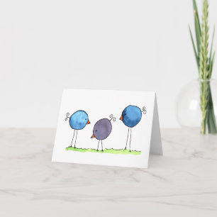 Drei fantasievolle Wasserfarben-Vögel