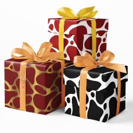 Drei Farben abstraktes Giraffmuster Geschenkpapier Set