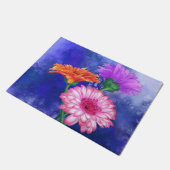Drei Farben Gerberas - Aquarellmalerei Kunst  Fußmatte (Schrägansicht)