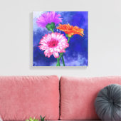 Drei Farben Gerberas Canvas Print - Malerei Leinwanddruck (Insitu (Wohnzimmer))