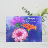 Drei-Farben-Gerberas-Jubiläumskarte (Stehend Vorderseite)
