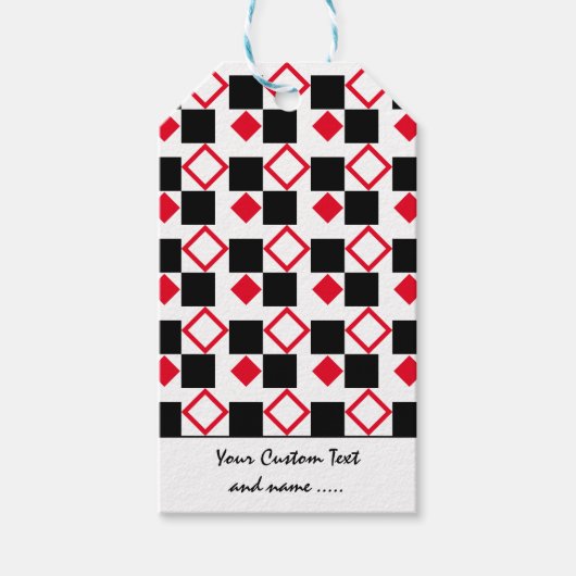 Drei Farben, quadratisch, rot, schwarz, weiß, Must Geschenkanhänger (Vorderseite)