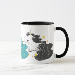 drei Farben von Cartoon Unicorns mit der Tasse