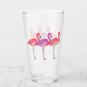 Drei farbenfrohe Flamingos Glas (Rückseite)