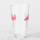 Drei farbenfrohe Flamingos Glas (Links)