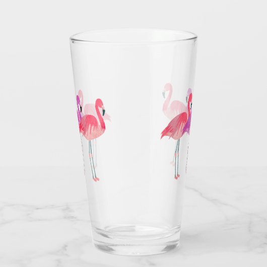 Drei farbenfrohe Flamingos Glas (Rechts)