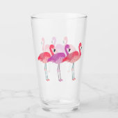 Drei farbenfrohe Flamingos Glas (Vorderseite)