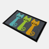 Drei farbenfrohe Katze Doormat, Tierfreunde Fußmatte (Schrägansicht)