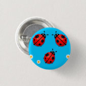 Drei farbenfrohe Ladybugs auf blauem Hintergrund Button (Vorne & Hinten)