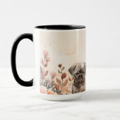 Drei farbenfrohe Mops Tasse (Links)