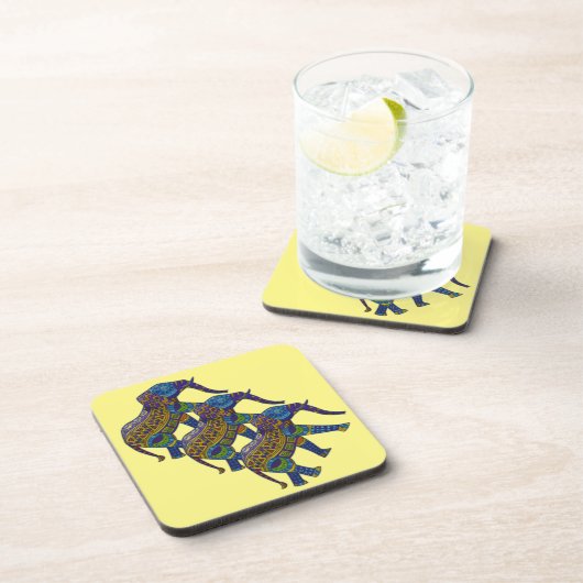 Drei farbenfrohe mosaikische Elefanten Untersetzer (Rechte Seite)