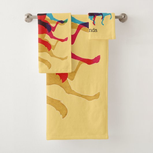 Drei farbenfrohe Pferde Badetuch Set (Insitu)