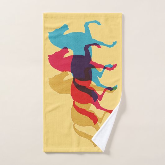 Drei farbenfrohe Pferde Badetuch Set (Handtuch)