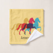 Drei farbenfrohe Pferde Badetuch Set (Waschlappen)