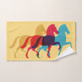 Drei farbenfrohe Pferde Badetuch Set (Handtuch)
