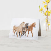 Drei farbenfrohe Pferde - Grußkarte Karte (Gelbe Blume)