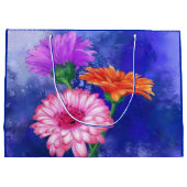 Drei farbige Gerber-Blume - Geschenktasche Große Geschenktüte (Rückseite)