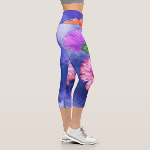 Drei farbige Gerberas Capri Leggings