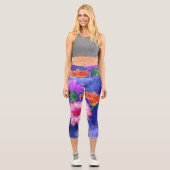 Drei farbige Gerberas Capri Leggings (Vorderseite)