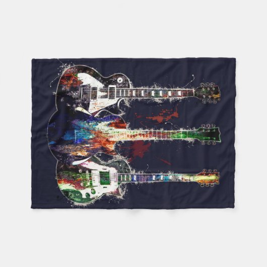 Drei farbige Gitarren Fleecedecke (Vorderseite (Horizontal))