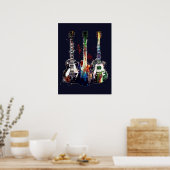 Drei farbige Gitarren Poster (Küche)