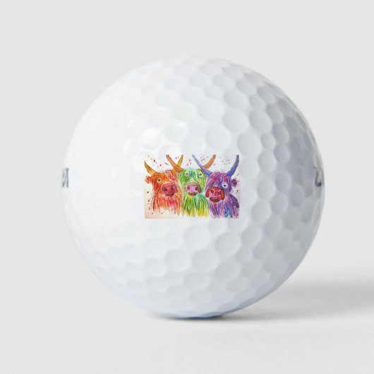 Drei farbige Kühe Golfball (Vorderseite)