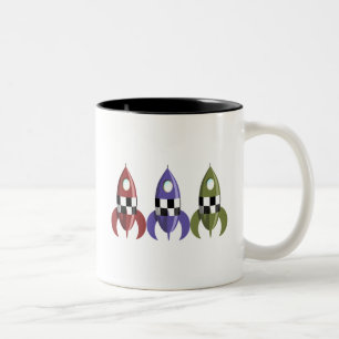 Drei farbige Raketen Zweifarbige Tasse