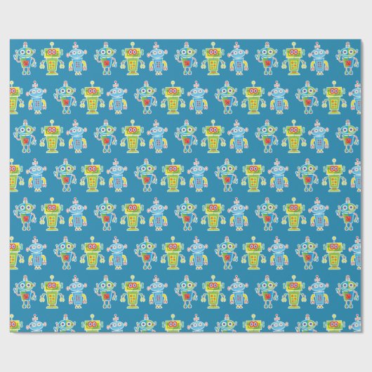Drei farbige Roboter-Umschlagpapier Geschenkpapier (Flach)