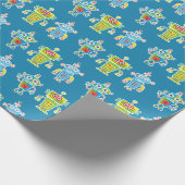 Drei farbige Roboter-Umschlagpapier Geschenkpapier (Ecke)