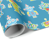 Drei farbige Roboter-Umschlagpapier Geschenkpapier (Rolleneckpunkt)