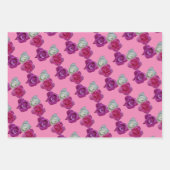 Drei farbige Rose - Muster - Papierblätter Geschenkpapier Set (Vorderseite)