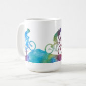 Drei farblich gewaschene Mountainbiker Kaffeetasse (Vorderseite Links)