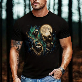 Drei Faultiere reagieren auf den Mond T-Shirt