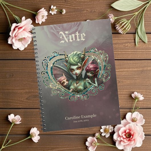 Drei Feen die Begleiter des magischen Herzens Notizblock