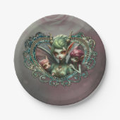 Drei Feen, die Begleiter des magischen Herzens. Pappteller (Vorderseite)