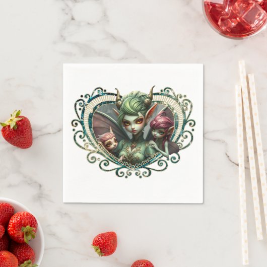 Drei Feen, die Begleiter des magischen Herzens. Serviette (Beispiel)
