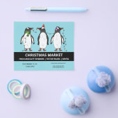 Drei festliche Pinguine auf Blue - Weihnachtsmarkt Flyer (Einzeln)