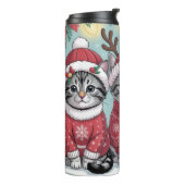 Drei festliche Weihnachtskätzchen Thermosbecher (Nach links gedreht)