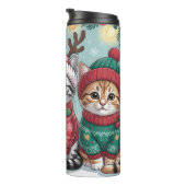 Drei festliche Weihnachtskätzchen Thermosbecher (Nach rechts gedreht)