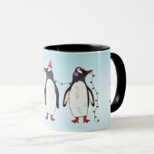 Drei festliche Weihnachtspenguinen mit Individuell Tasse (VorderseiteRechts)