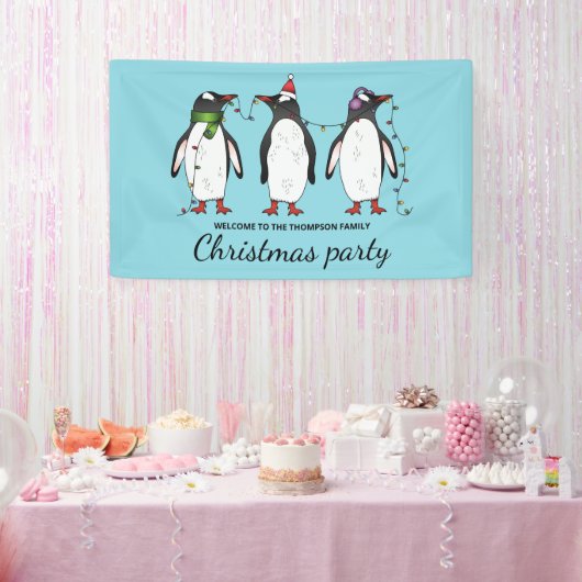 Drei festliche Weihnachtspinguine mit individuelle Banner (Party)