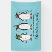 Drei festliche Weihnachtspinguine mit individuelle Banner (Vertikal)