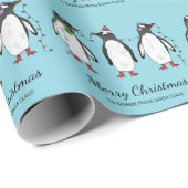 Drei festliche Weihnachtspinguine mit individuelle Geschenkpapier (Rolleneckpunkt)