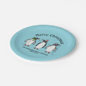 Drei festliche Weihnachtspinguine mit individuelle Pappteller (Schrägansicht)