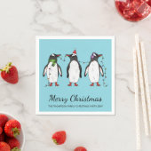 Drei festliche Weihnachtspinguine mit individuelle Serviette (Beispiel)