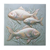 Drei Fisch Opalescent Bas Relief D1221 Fliese (Vorderseite)