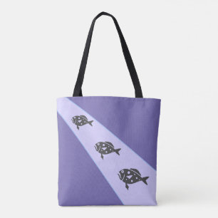 Drei Fische auf Lavendelblau Tasche