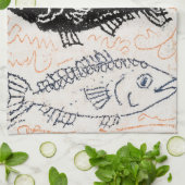 Drei Fische, ein Dunkler Geschirrtuch (Gefaltet)