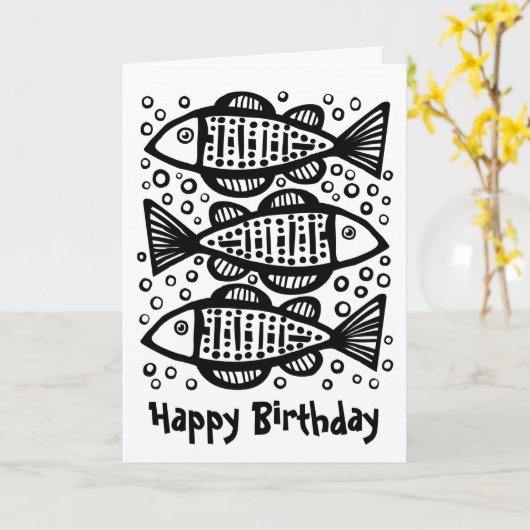 Drei Fische Karte (Gelbe Blume)