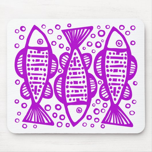 Drei Fische - Lila Mousepad (Vorne)